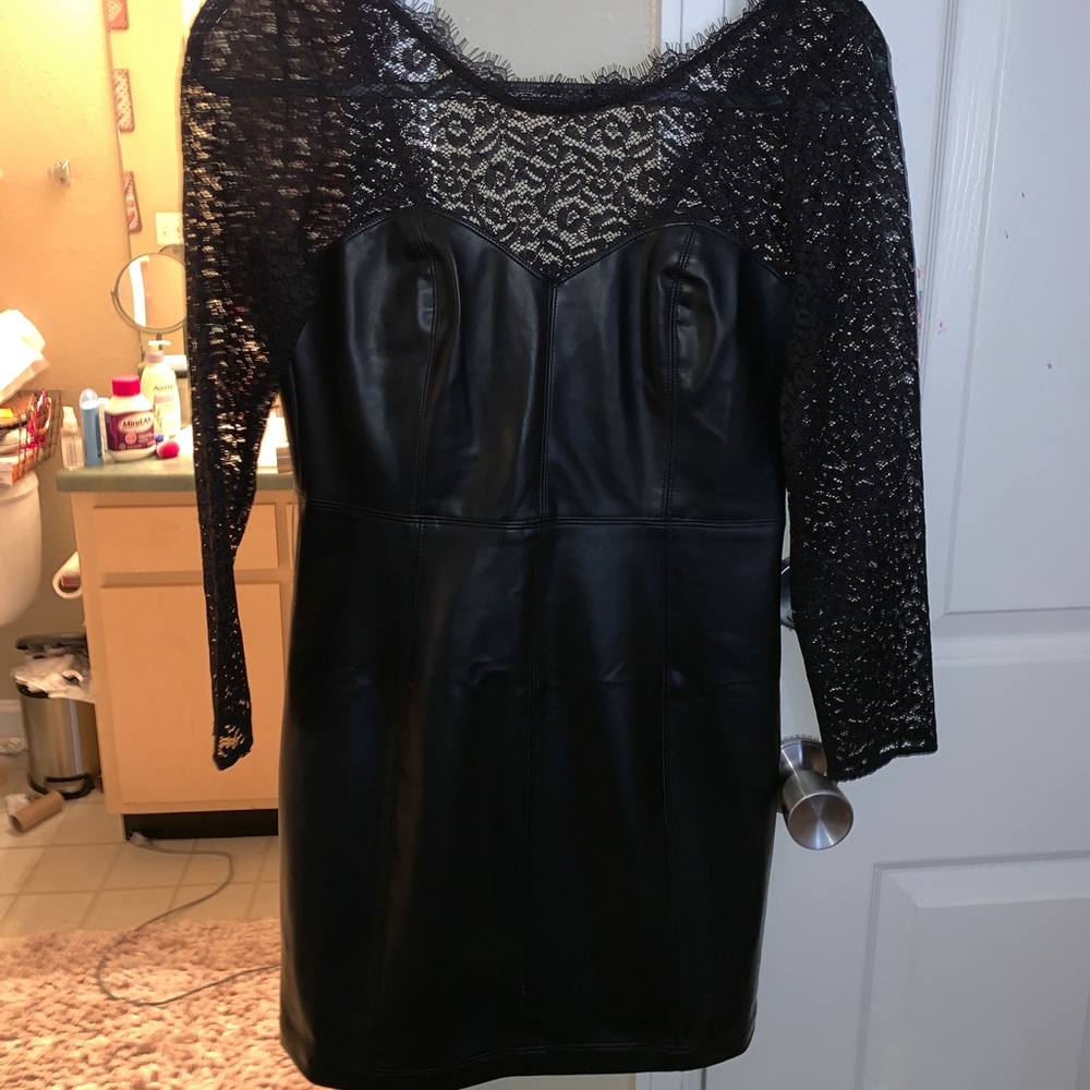 Free people black leather dress